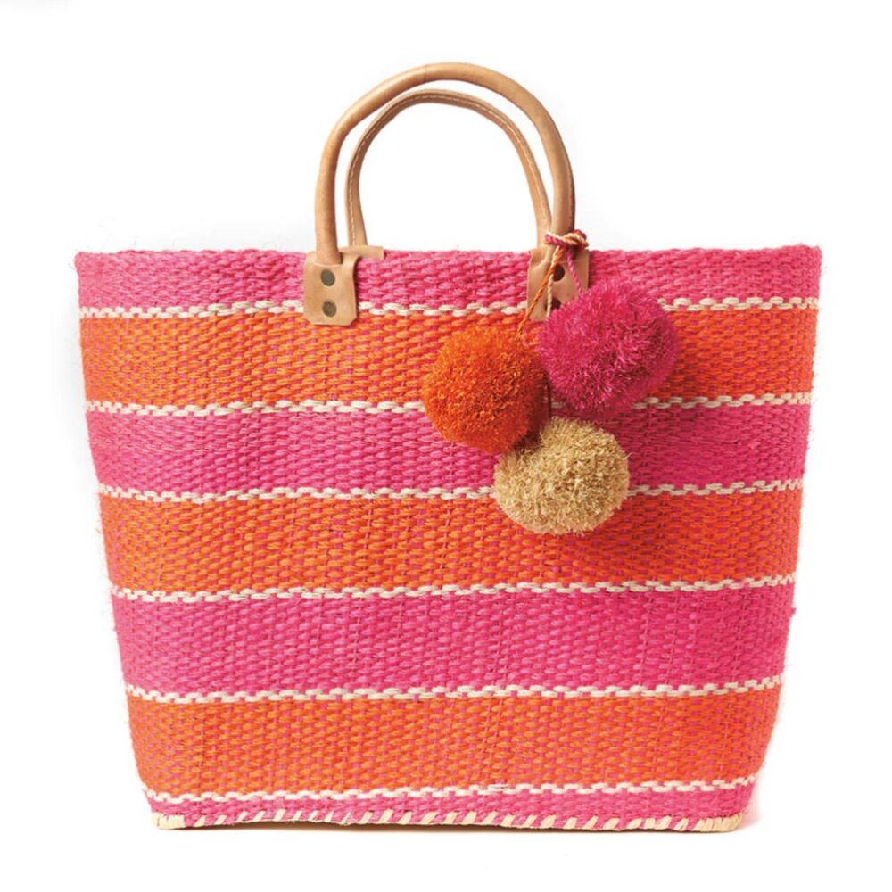 Mar Y Sol Capri Tote Beach Bag - Pink Mango